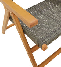 7-tlg. Garten-Essgruppe Poly Rattan und Massivholz Grau