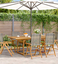 7-tlg. Garten-Essgruppe Poly Rattan und Massivholz Grau