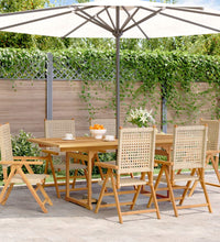 7-tlg. Garten-Essgruppe Poly Rattan und Massivholz Beige