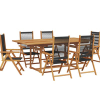 7-tlg. Garten-Essgruppe Polypropylen und Massivholz Schwarz