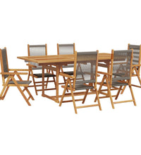 7-tlg. Garten-Essgruppe Polypropylen und Massivholz Grau