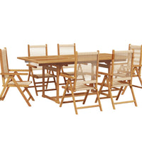 7-tlg. Garten-Essgruppe Polypropylen und Massivholz Beige