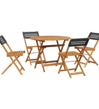 5-tlg. Garten-Essgruppe Schwarz Poly Rattan und Massivholz