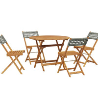 5-tlg. Garten-Essgruppe Grau Poly Rattan und Massivholz