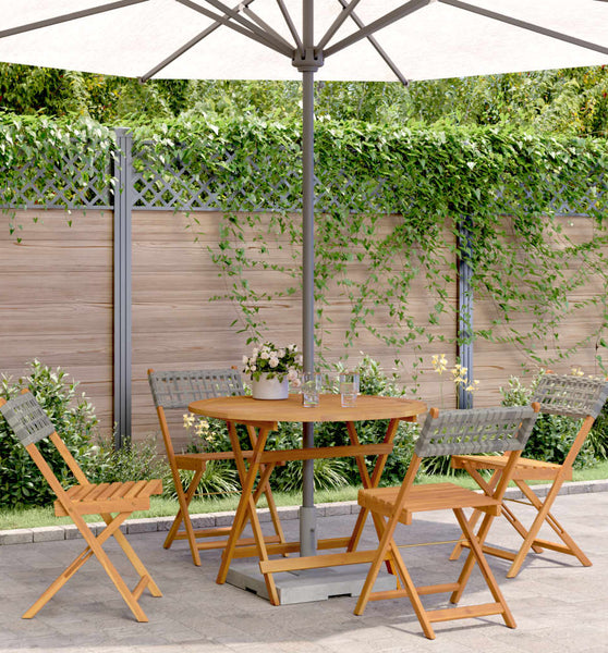 5-tlg. Garten-Essgruppe Grau Poly Rattan und Massivholz