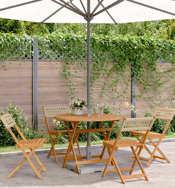 5-tlg. Garten-Essgruppe Beige Poly Rattan und Massivholz