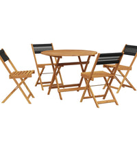 5-tlg. Garten-Essgruppe Polypropylen und Massivholz Schwarz