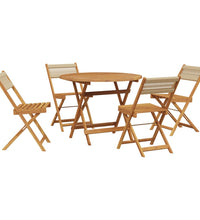 5-tlg. Garten-Essgruppe Polypropylen und Massivholz Beige