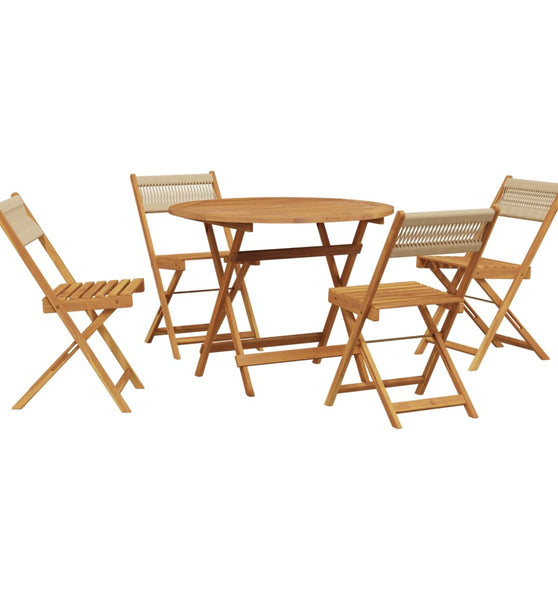 5-tlg. Garten-Essgruppe Polypropylen und Massivholz Beige
