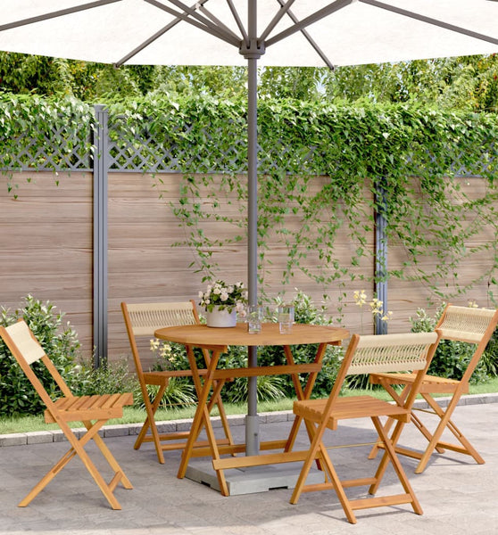 5-tlg. Garten-Essgruppe Polypropylen und Massivholz Beige