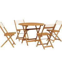 5-tlg. Garten-Essgruppe Stoff und Massivholz Cremeweiß