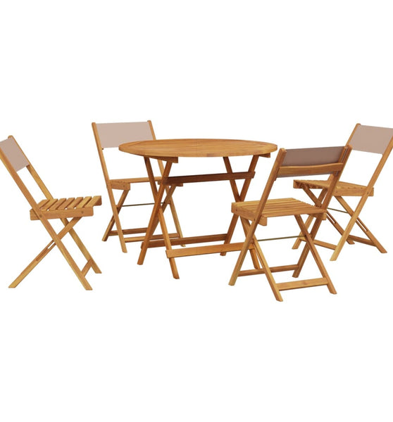 5-tlg. Garten-Essgruppe Stoff und Massivholz Taupe