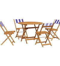 5-tlg. Garten-Essgruppe Stoff und Massivholz Blau und Weiß