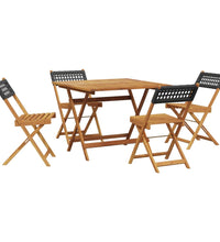 5-tlg. Garten-Essgruppe Schwarz Poly Rattan und Massivholz