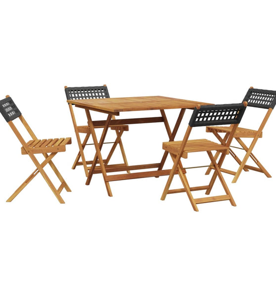 5-tlg. Garten-Essgruppe Schwarz Poly Rattan und Massivholz