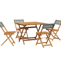 5-tlg. Garten-Essgruppe Grau Poly Rattan und Massivholz
