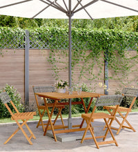 5-tlg. Garten-Essgruppe Grau Poly Rattan und Massivholz