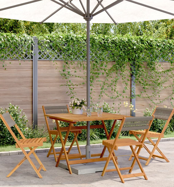 5-tlg. Garten-Essgruppe Polypropylen und Massivholz Grau