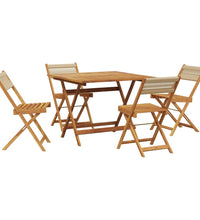 5-tlg. Garten-Essgruppe Polypropylen und Massivholz Beige