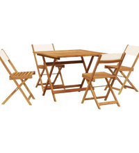 5-tlg. Garten-Essgruppe Stoff und Massivholz Cremeweiß