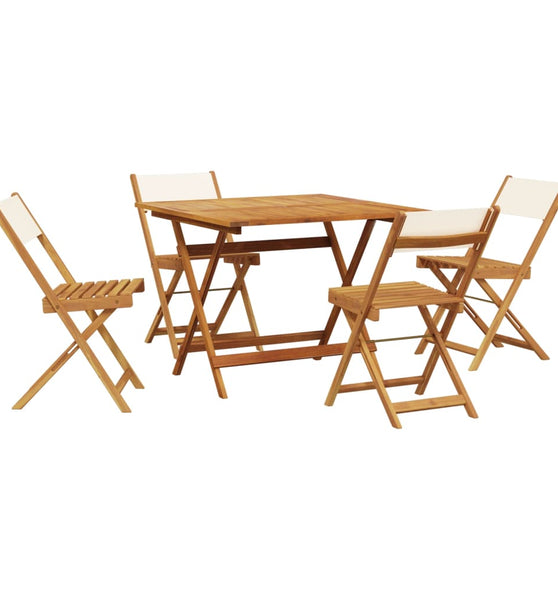 5-tlg. Garten-Essgruppe Stoff und Massivholz Cremeweiß