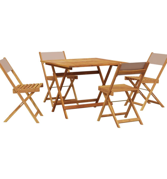 5-tlg. Garten-Essgruppe Stoff und Massivholz Taupe