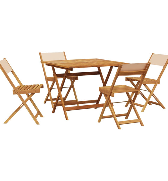 5-tlg. Garten-Essgruppe Stoff und Massivholz Beige