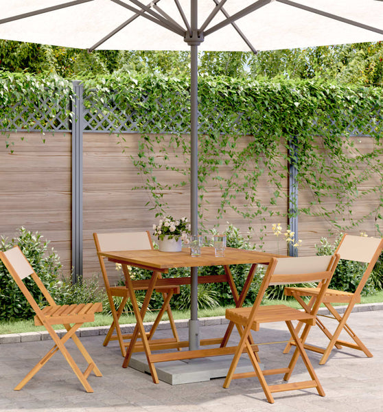5-tlg. Garten-Essgruppe Stoff und Massivholz Beige