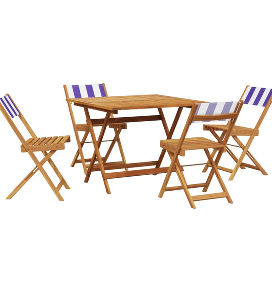 5-tlg. Garten-Essgruppe Stoff und Massivholz Blau und Weiß