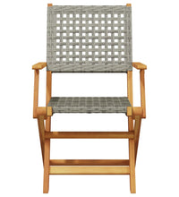 5-tlg. Garten-Essgruppe Grau Poly Rattan und Massivholz