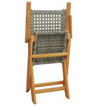 5-tlg. Garten-Essgruppe Grau Poly Rattan und Massivholz