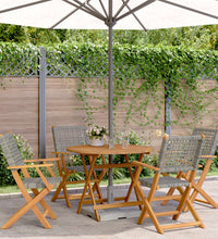 5-tlg. Garten-Essgruppe Grau Poly Rattan und Massivholz