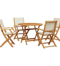 5-tlg. Garten-Essgruppe Stoff und Massivholz Cremeweiß