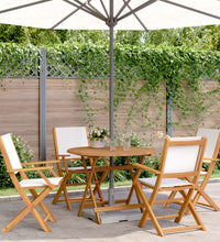 5-tlg. Garten-Essgruppe Stoff und Massivholz Cremeweiß