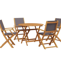 5-tlg. Garten-Essgruppe Stoff und Massivholz Anthrazit