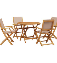 5-tlg. Garten-Essgruppe Stoff und Massivholz Taupe