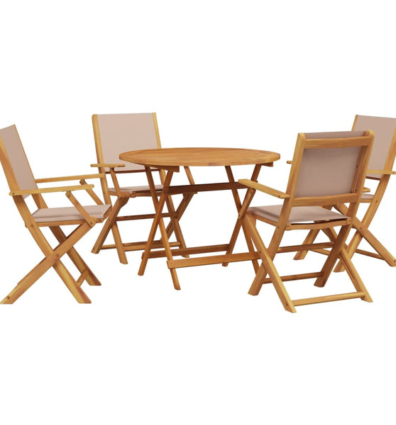 5-tlg. Garten-Essgruppe Stoff und Massivholz Taupe