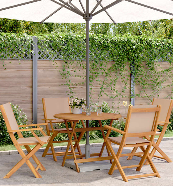 5-tlg. Garten-Essgruppe Stoff und Massivholz Taupe