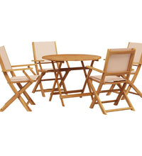 5-tlg. Garten-Essgruppe Stoff und Massivholz Beige
