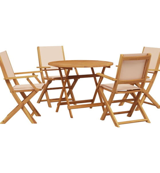 5-tlg. Garten-Essgruppe Stoff und Massivholz Beige
