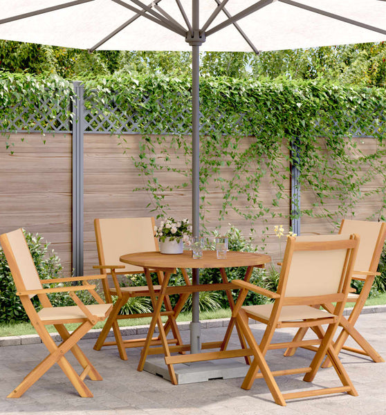 5-tlg. Garten-Essgruppe Stoff und Massivholz Beige