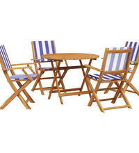 5-tlg. Garten-Essgruppe Stoff und Massivholz Blau und Weiß