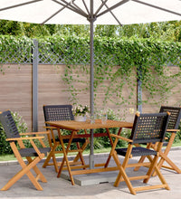 5-tlg. Garten-Essgruppe Schwarz Poly Rattan und Massivholz