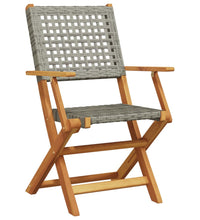 5-tlg. Garten-Essgruppe Grau Poly Rattan und Massivholz