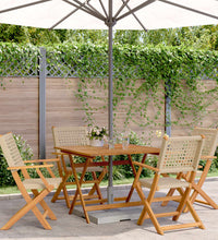5-tlg. Garten-Essgruppe Beige Poly Rattan und Massivholz
