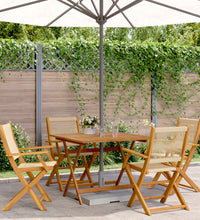 5-tlg. Garten-Essgruppe Polypropylen und Massivholz Beige