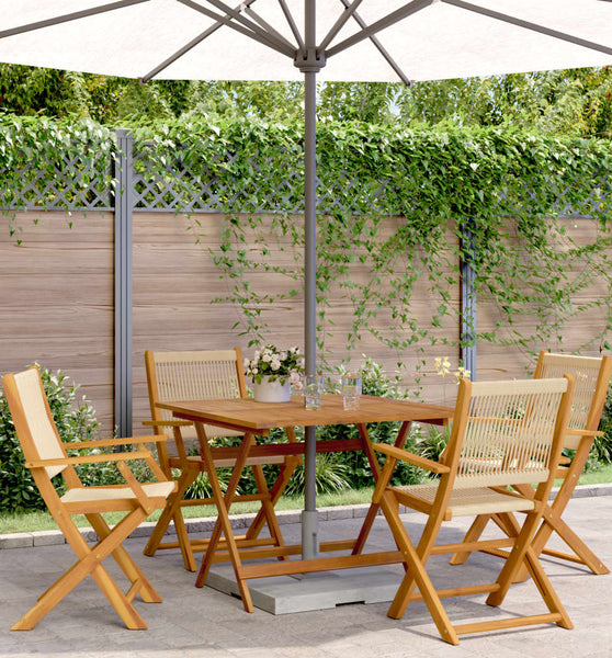 5-tlg. Garten-Essgruppe Polypropylen und Massivholz Beige