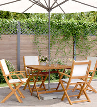 5-tlg. Garten-Essgruppe Stoff und Massivholz Cremeweiß