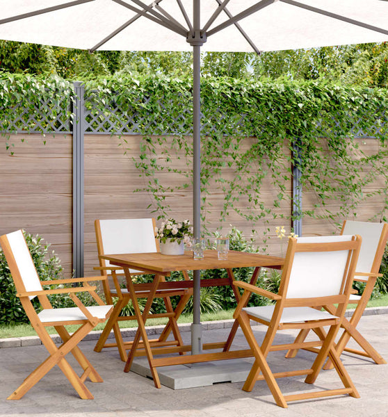 5-tlg. Garten-Essgruppe Stoff und Massivholz Cremeweiß