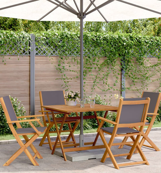 5-tlg. Garten-Essgruppe Stoff und Massivholz Anthrazit